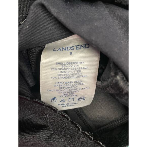 Lands' End solid black halter ruched tankini swimsuit top women's size 8 - Picture 6 of 6